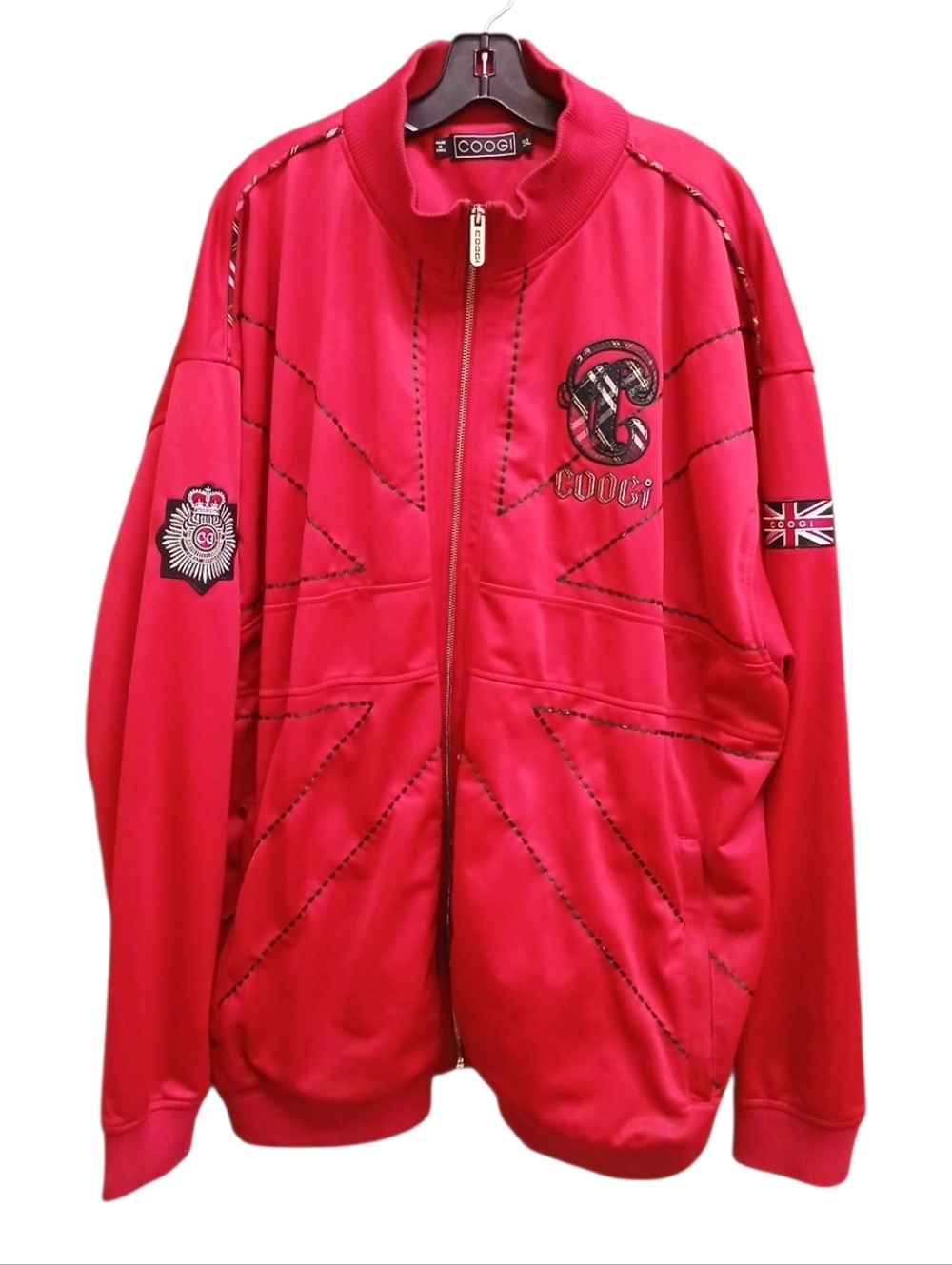 COOGI Red Embroidered Zip-Up Jacket Size 5XL